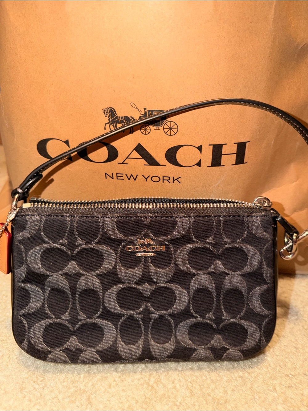 Coach Nolita 19 In Signature Black Denim Shoulder Bag Silver/Black CCZ48 NWT